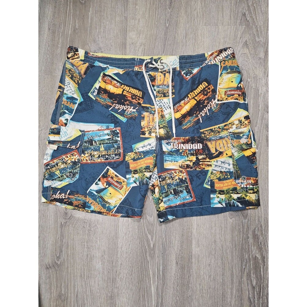 Caribbean Joe Island Print Swim Shorts XL Mesh Lined Board Trunks